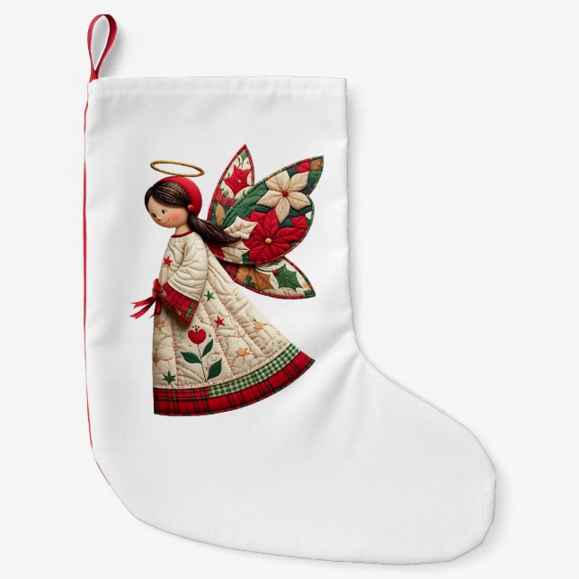 Julängel med höstblommor liten julstrumpa (Framsidan)