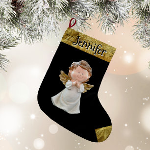 Julängel med namn, guld  stor julstrumpa