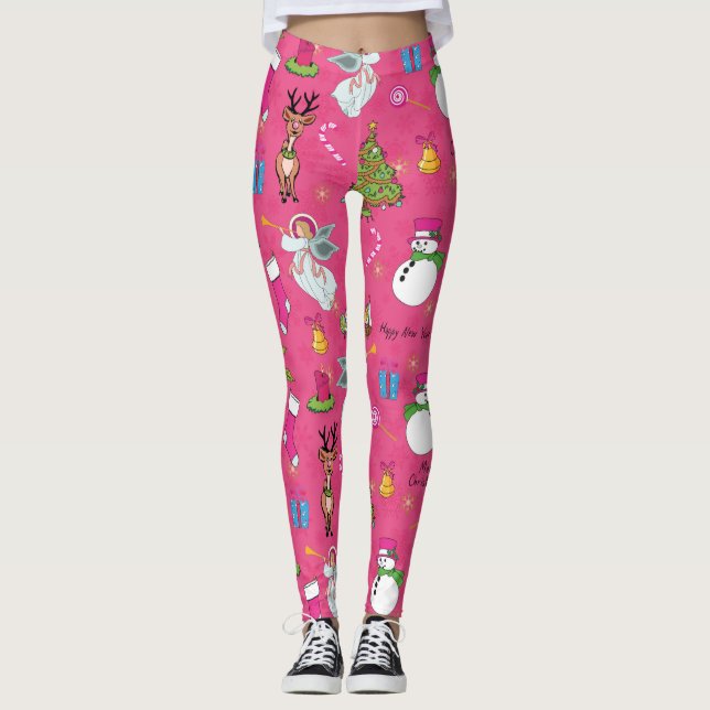 julängel,ren och snöman leggings (Framsida)