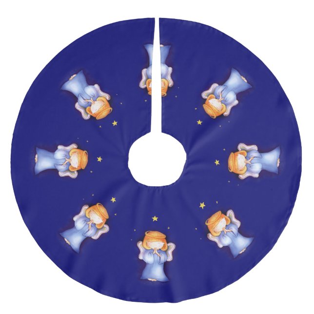 Julängel som ber blåttjulgrankjolen julgransmatta borstad polyester (Framsidan)