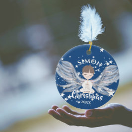 Julangel Stars Photo Blue Cute Ceramic eller Julgransprydnad Keramik