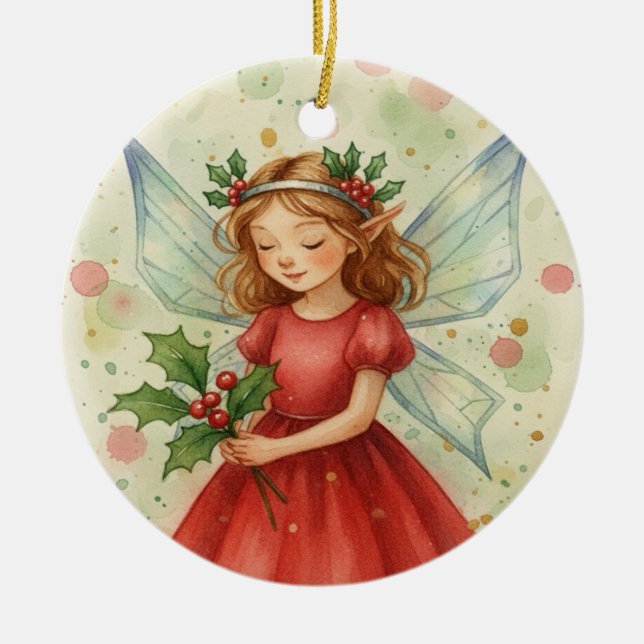 Julängel Vattenfärgskonst Julgransprydnad Keramik (Framsidan)