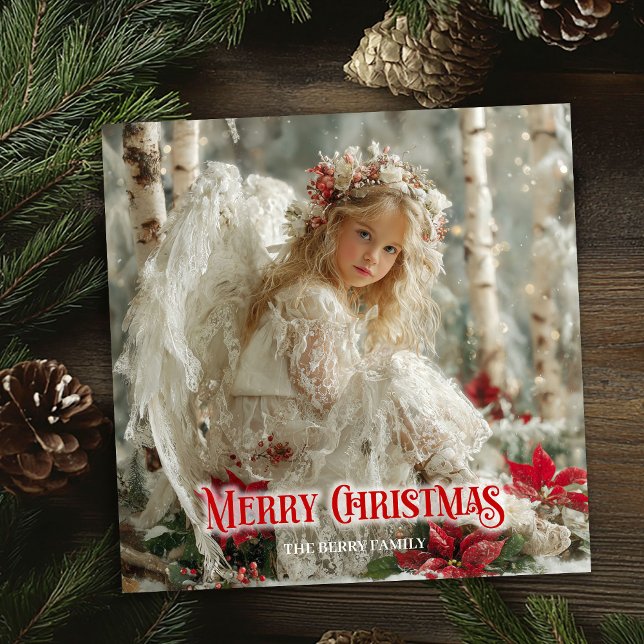 Julängel vintage digital klassisk hälsning julkort (Vintage Christmas angel digital classic greeting Holiday Card)