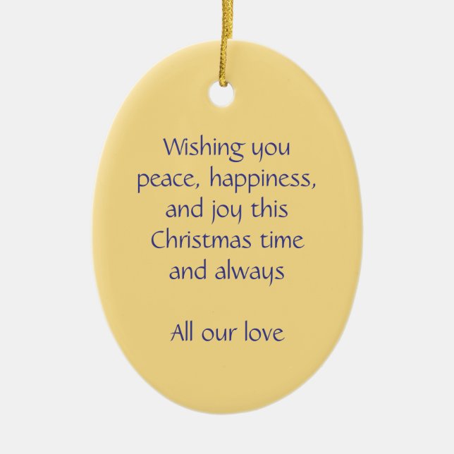 Julängelfrid, lycka och glädje julgransprydnad keramik (Framsidan)