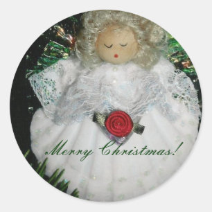 Julängelprydnad, god jul! runt klistermärke
