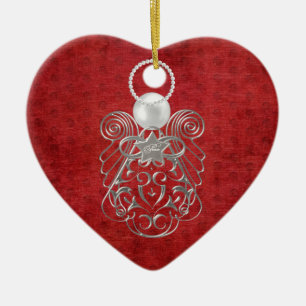 Julängen av fred på Red Textured Chenille Julgransprydnad Keramik