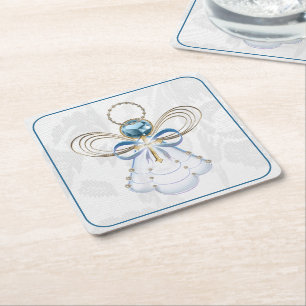 Julängen Faith Elegant Blue Guld Underlägg Papper Kvadrat