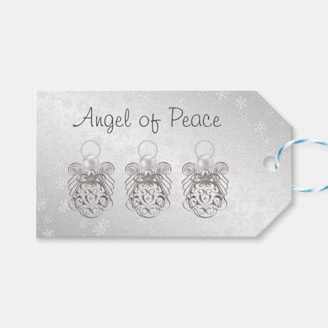 Julängen Peace Silver-Grått "Till: Från:" Presentetikett (Framsidan (Horisontell))