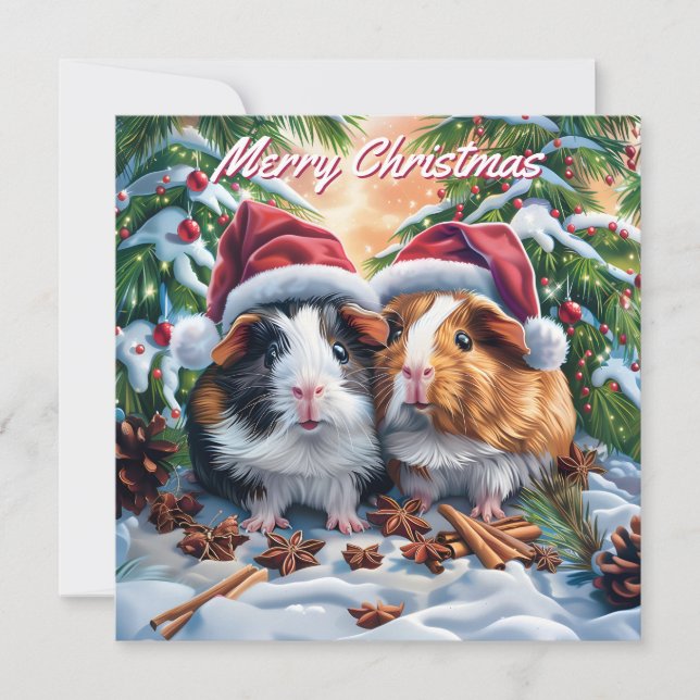 Julanteckningskort för Santa Guinea Grisar Anteckningskort (Framsida)