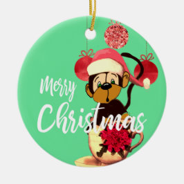 Julapor Grönt Red Cute Ceramic Ornamic Julgransprydnad Keramik