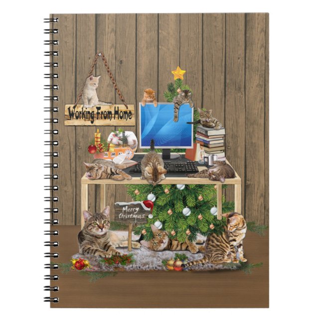 Jularbete hemma med mina katter anteckningsbok (Framsidan)