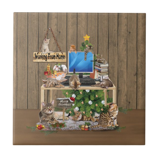 Jularbete hemma med mina katter kakelplatta (Framsidan)