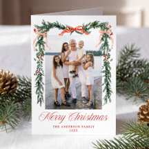 Julårsöversikt Röd Band Grönska Jul Foto