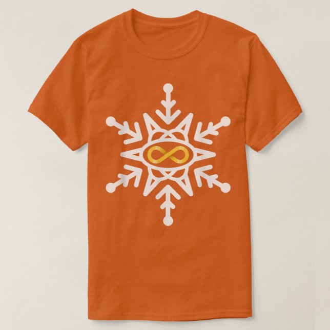 Julautism Medvetenhet Snowflake Guld Infinity T Shirt (Design framsida)