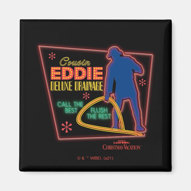 Julavacation | Cousin Eddie Neon Sign Magnet (Framsidan)