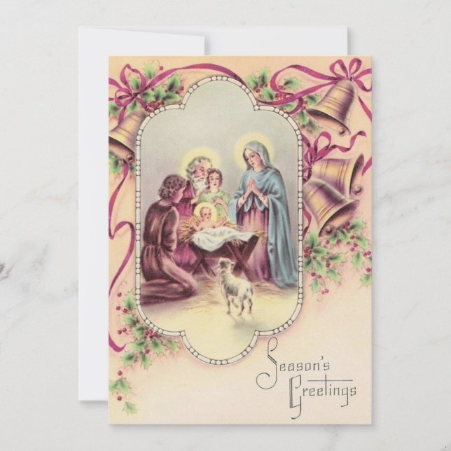 Julbaby Jesus i vintage-stil Julkort (Framsida)