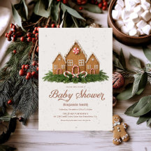JulBaby Shower Inbjudan | Pepparkakshus