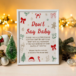 JulBaby Shower Säga Inte Baby Lek Poster