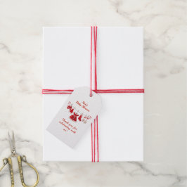 JulBaby Shower | Tomtekläder Röd & Vit Presentetikett