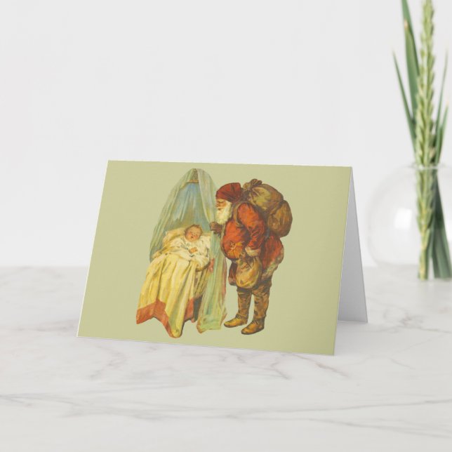 Julbaby Tomte Klaus Vintage Helgkort (Framsida)
