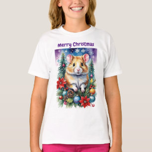 Julbabyhampster lila natt & utsmyckningar t shirt