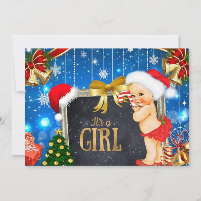 Julbabyinbjudan Vintage Flicka Inbjudningar (Framsida)