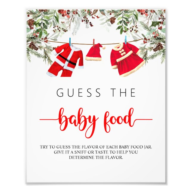 Julbabyskor Gissa matmärket Baby Fototryck (Framsidan)