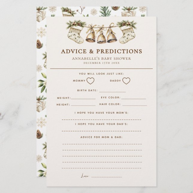 Julbabyskor, råd och förutsägelsespel (Fram/baksida)