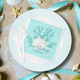 Julbäckenhavs och Hälsning Sand Dollar Aqua Pappersservett