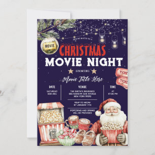 Julbackyard Movie Night Popcorn Santa Party Inbjudningar