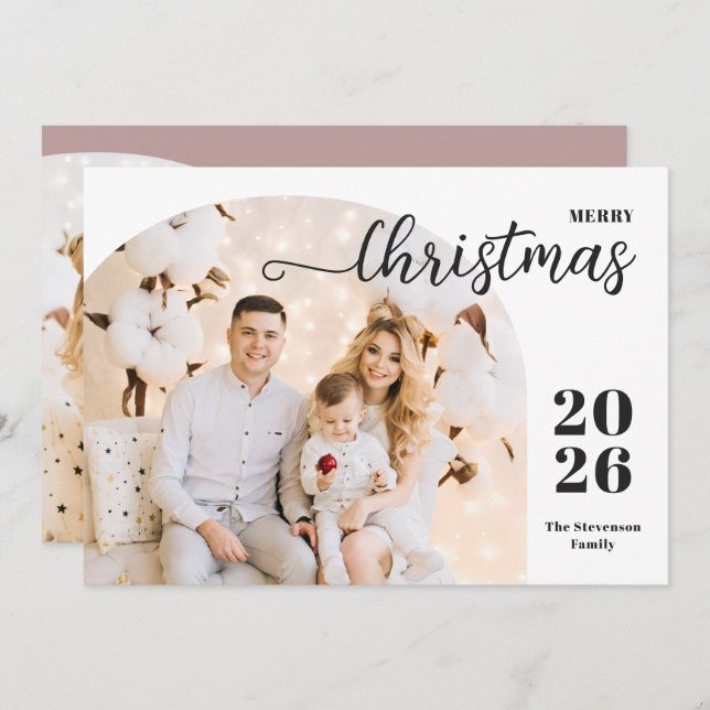 Julbåge 2 foton modern minimalistisk åtgärd julkort (Fram/baksida)