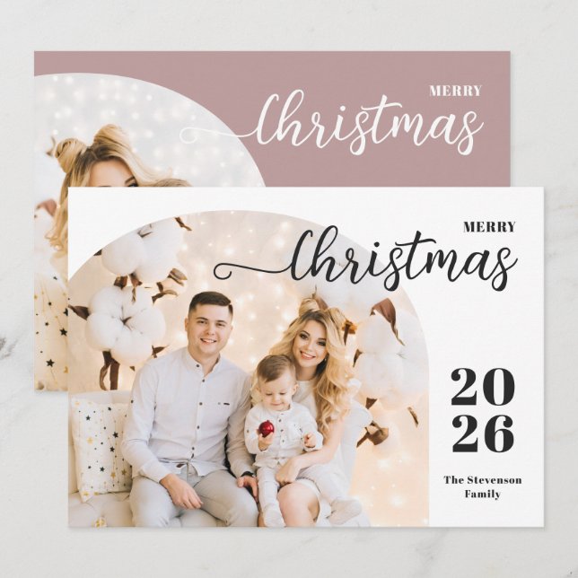 Julbåge 2 foton modern minimalistisk åtgärd julkort (Fram/baksida)