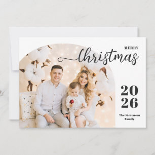 Julbåge 2 foton modern, minimalistisk blå julkort