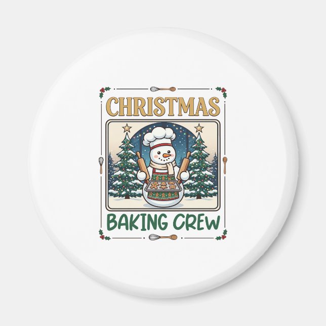 Julbakande Besättning Snömannen Chef Gingerbread C Magnet (Framsidan)