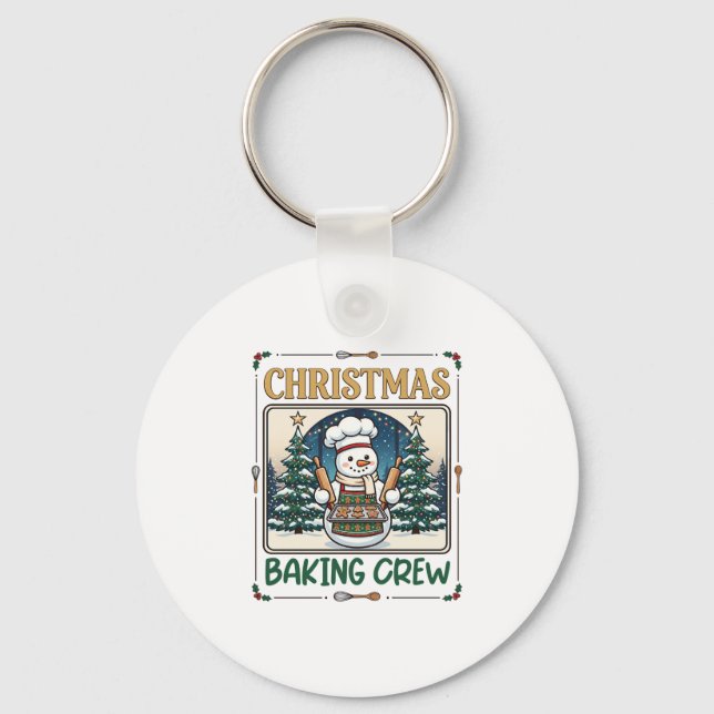 Julbakande Besättning Snömannen Chef Gingerbread C Nyckelring (Framsida)
