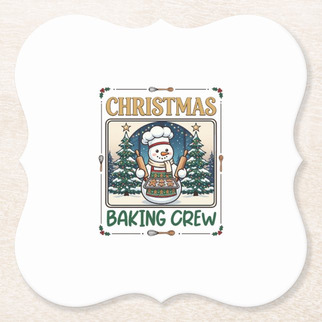 Julbakande Besättning Snömannen Chef Gingerbread C Underlägg Papper (Framsida)