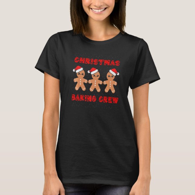 Julbakande Crew Gingerbread Män Med Xmas Hattar T Shirt (Framsida)