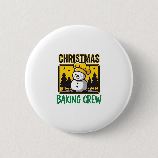 Julbakande Crew Snöman Juldesign Knapp (Framsida)
