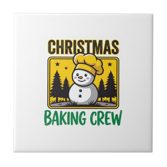 Julbakande Crew Snömannen Holiday Design Kakelplatta (Framsidan)