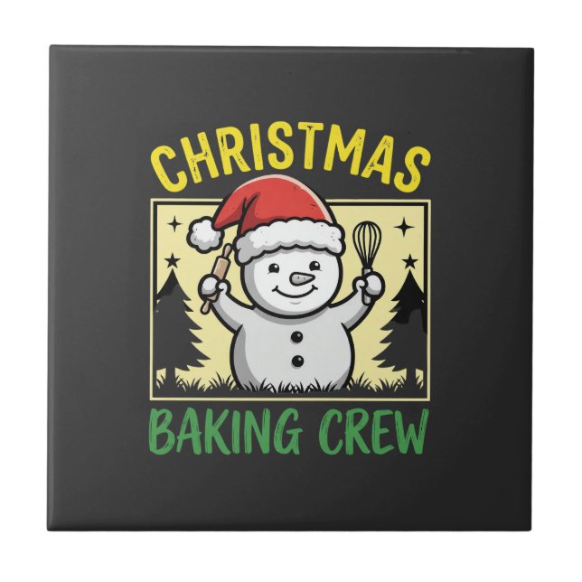 Julbakande Crew Snömannen Holiday Kakelplatta (Framsidan)