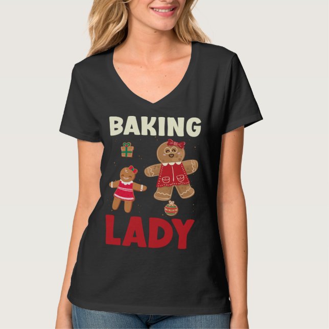 Julbakande Damkakor Av Ingefära T Shirt (Framsida)
