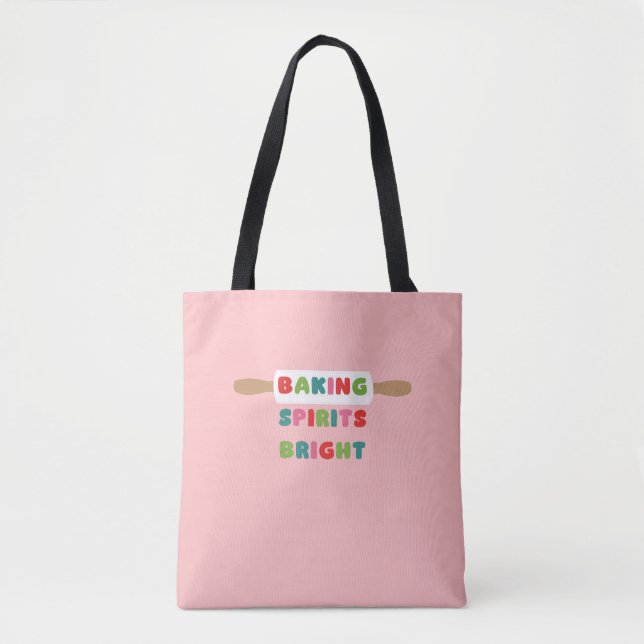 Julbakande Tote Bag 'Baking Spirits Bright' Tygkasse (Framsida)