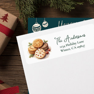 Julbakande Vattenfärgskakor Adressetikett Returadress Etikett