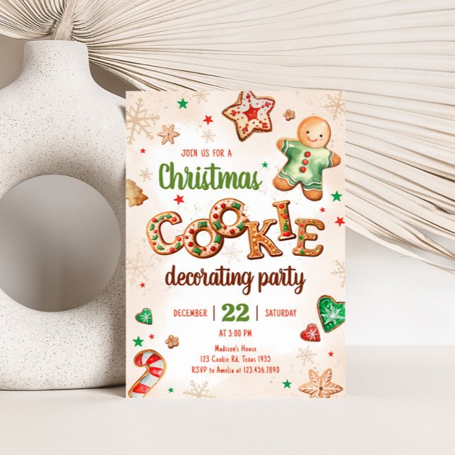 Julbakelsedekoration Julfest Inbjudningar (Cookie Decorating Christmas Party Invitation)