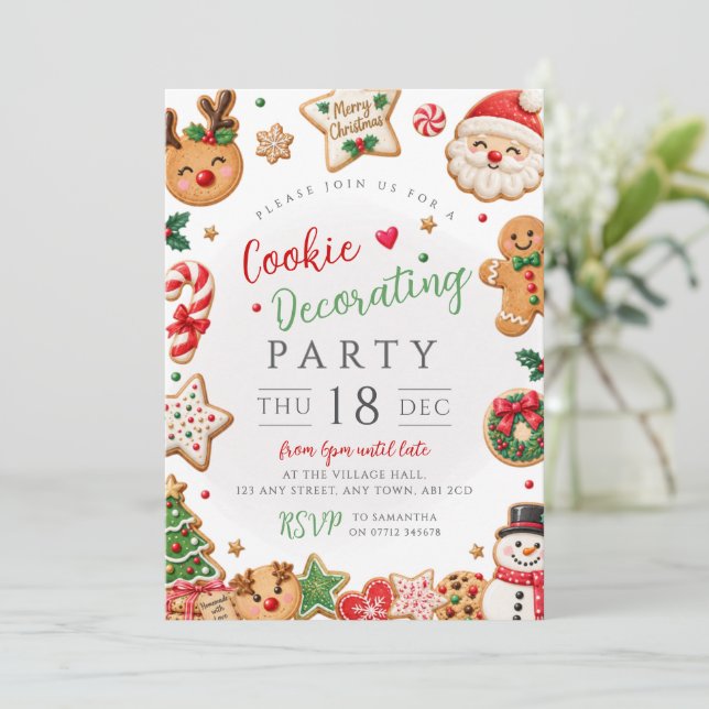 Julbakelsedekoration Sockerkakadeparty Inbjudningar (Stående Fram)
