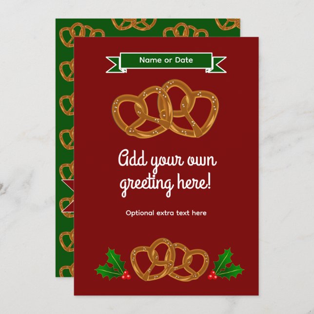 Julbakelser i rött & grönt - eget text / foto julkort (Fram/baksida)