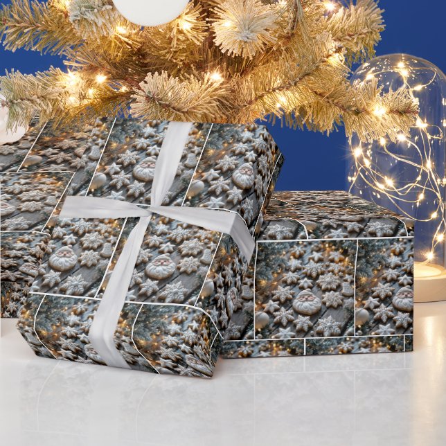 Julbakelser med sockerkakor i bondestil  presentpapper (Helgdagar)