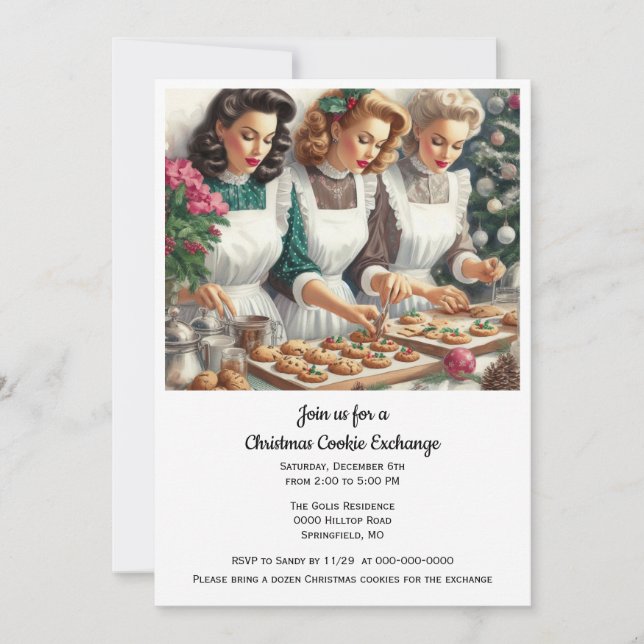 Julbakelsesutbyte Retro damer  Inbjudningar (Framsida)