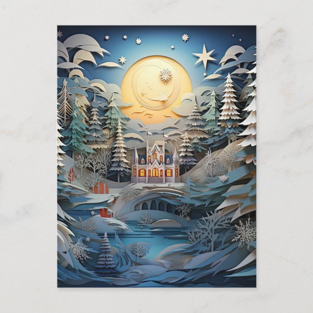 Julbakgrund för 3D-effekt Abstrakt Helg Vykort (Framsida)