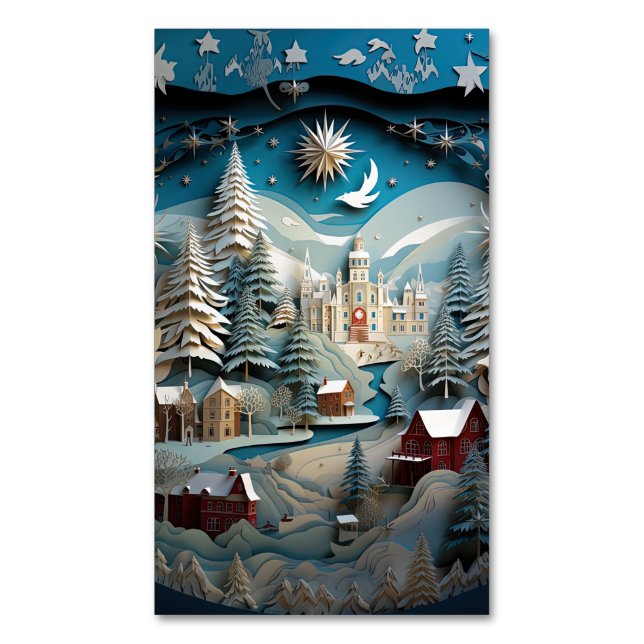 Julbakgrund för 3D-effekt Abstrakt Magnetiska Visitkort (Framsida vertikal)